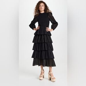 NWT Alix of Bohemia Shelby Noir Ruffle‎ Dress $1,190